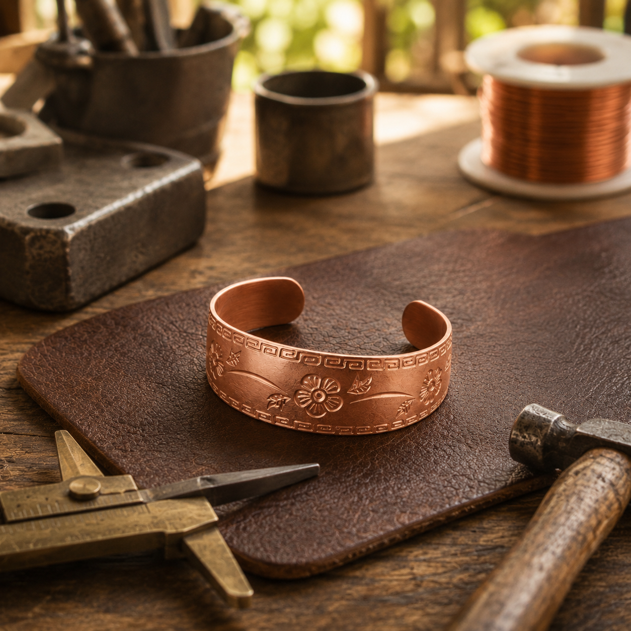 Patricia's Fret Copper Bracelet