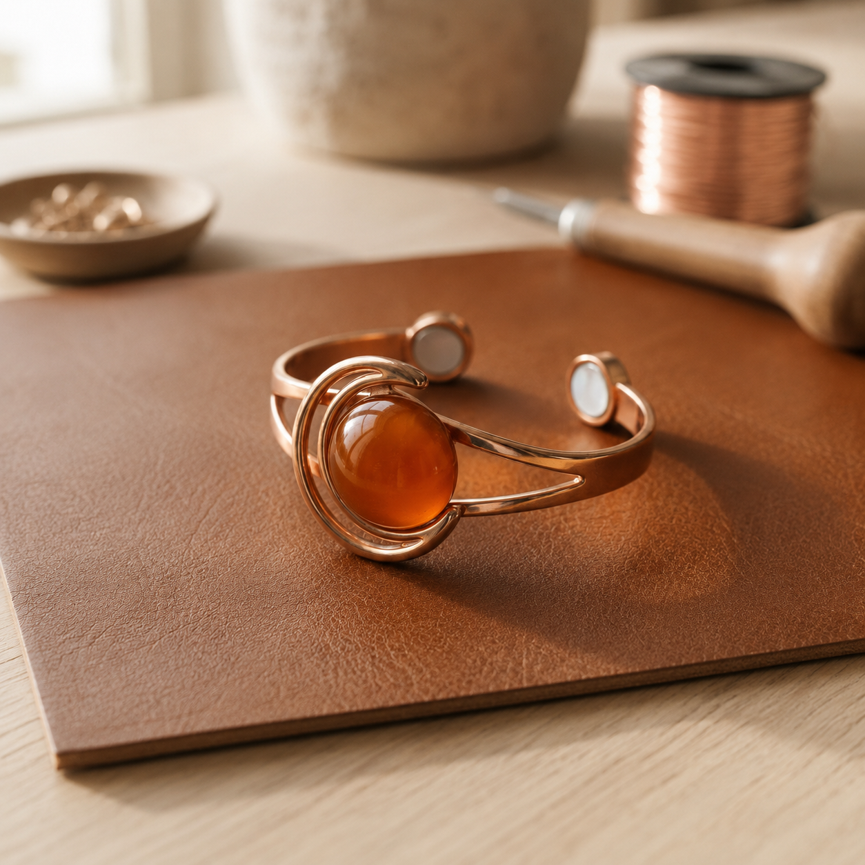 Patricia's Amber Copper Bracelet